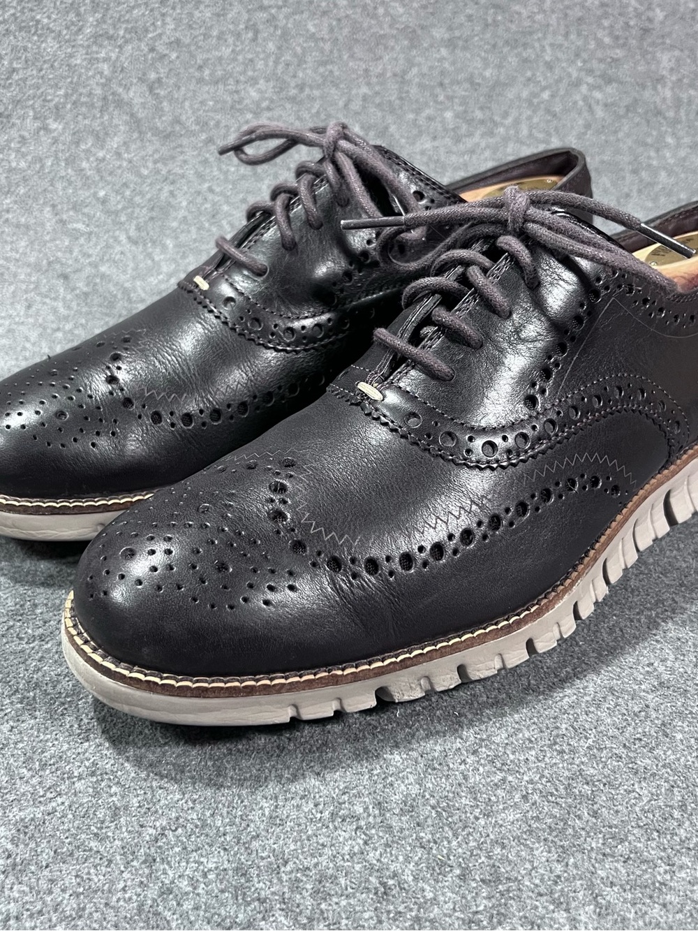 Cole Haan Zerogrand.os Dark Brown Full Brogue Wingtip Oxford Shoes Mens Size 9.5